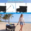 2-in-1 Bollerwagen mit Sitzbank faltbarer Strandwagen mit verstellbarem Schiebe-/Ziehgriff Schwarz