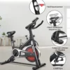 Indoor Fahrrad mit 6KG Schwungrad Heimtrainer Fitnessbike bis 120KG belastbar Rot