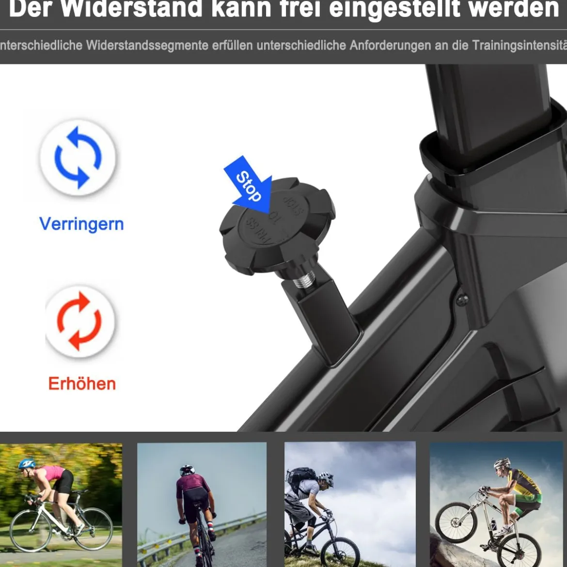 Indoor Fahrrad mit 6KG Schwungrad Heimtrainer Fitnessbike bis 120KG belastbar Rot