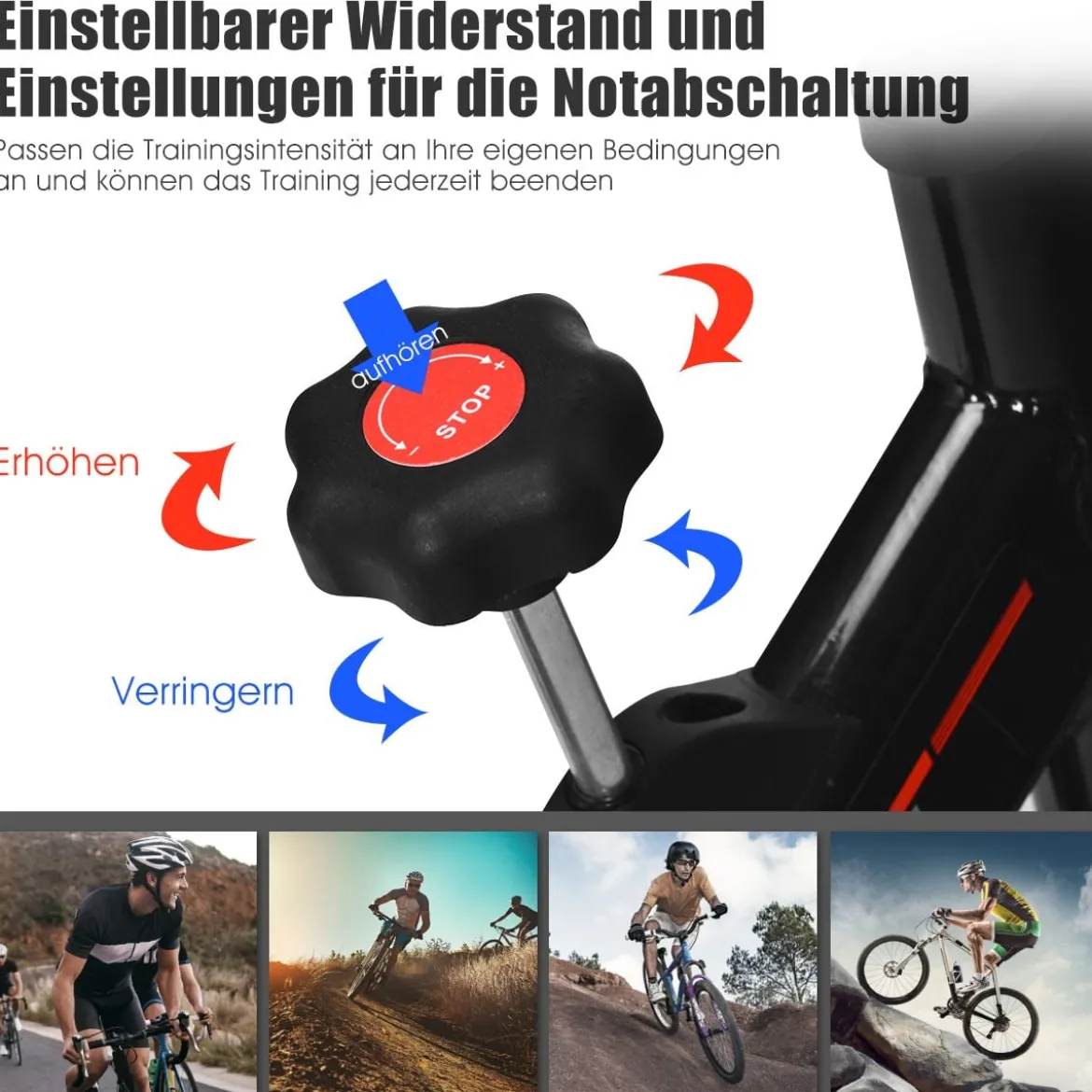 Indoor Fahrrad mit 6KG Schwungrad Heimtrainer Fahrrad LCD-Anzeige Schwarz und Rot