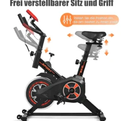 Indoor Fahrrad mit 6KG Schwungrad Heimtrainer Fahrrad LCD-Anzeige Schwarz und Rot