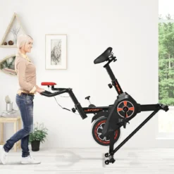 Indoor Fahrrad mit 6KG Schwungrad Heimtrainer Fahrrad LCD-Anzeige Schwarz und Rot