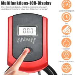 Indoor Fahrrad mit 6KG Schwungrad Heimtrainer Fahrrad LCD-Anzeige Schwarz und Rot