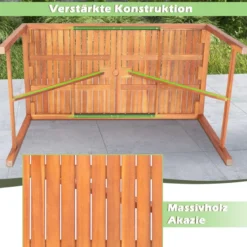 Indoor & Outdoor Esstisch aus Akazienholz für 4-6 Personen rechteckiger Gartentisch 140x75x75cm