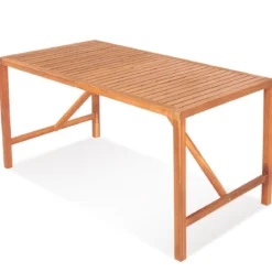 Indoor & Outdoor Esstisch aus Akazienholz für 4-6 Personen rechteckiger Gartentisch 140x75x75cm