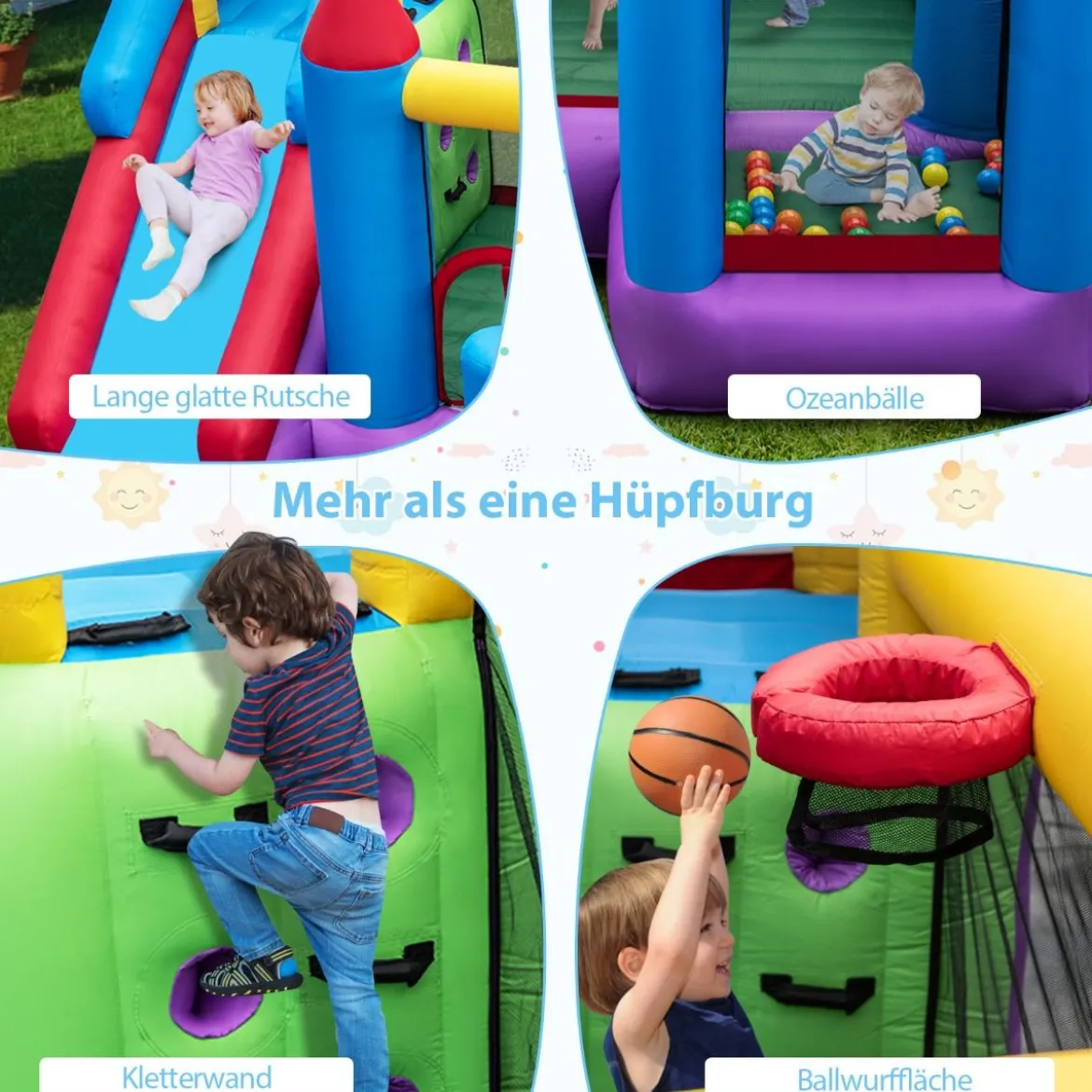 Indoor- & Outdoor Hüpfburg Hüpfburg mit Langer Rutsche 325 x 323 x 230 cm