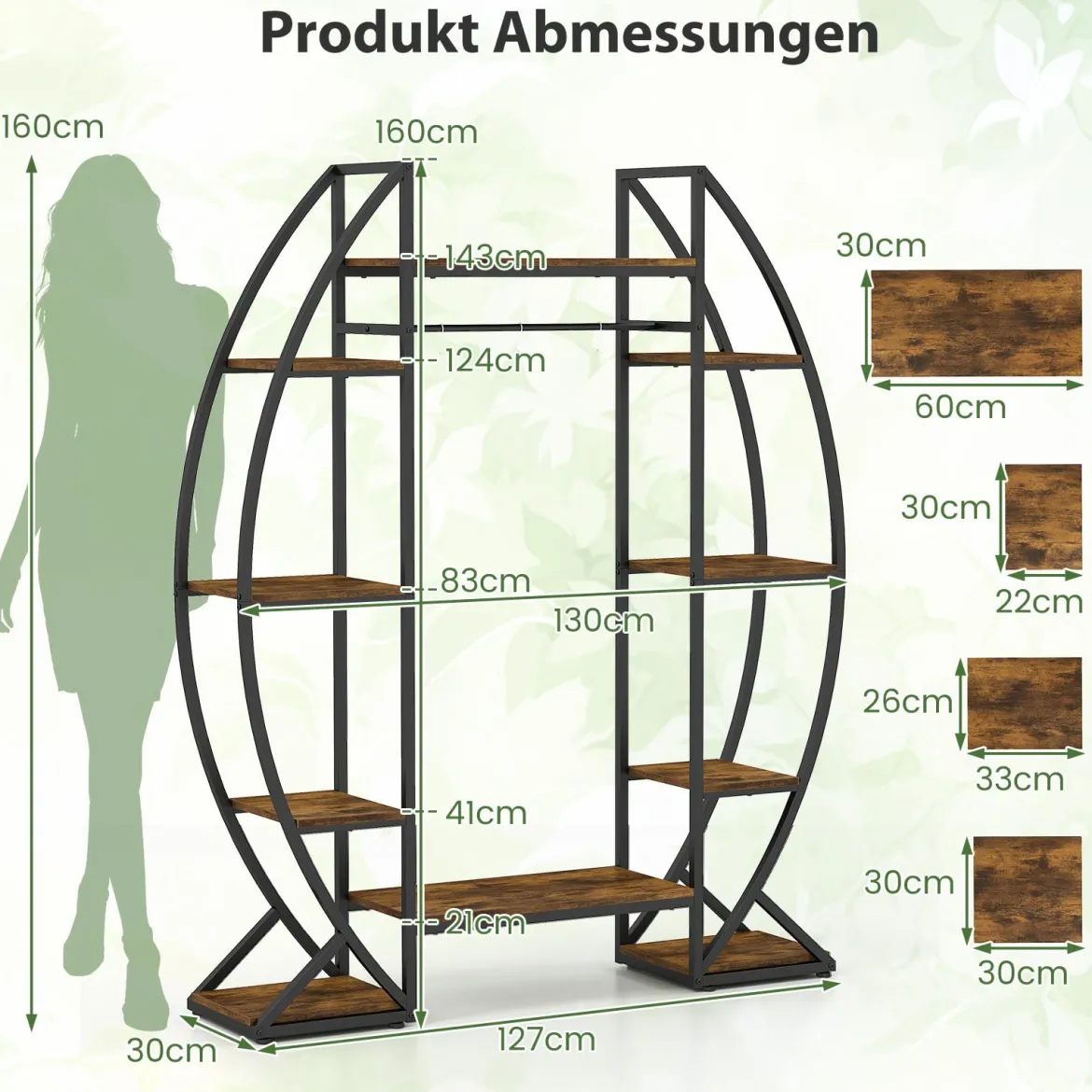 Indoor Pflanzenständer mit Wachstumslichtern 63" hoch 10-stufiges Eck-Metallpflanzenregal Braun