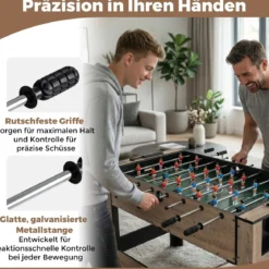 2 in 1 Drehbarer Spieltisch 124 cm Kickertisch & Billard Kombination Spieltisch-Set für Jugendliche Braun