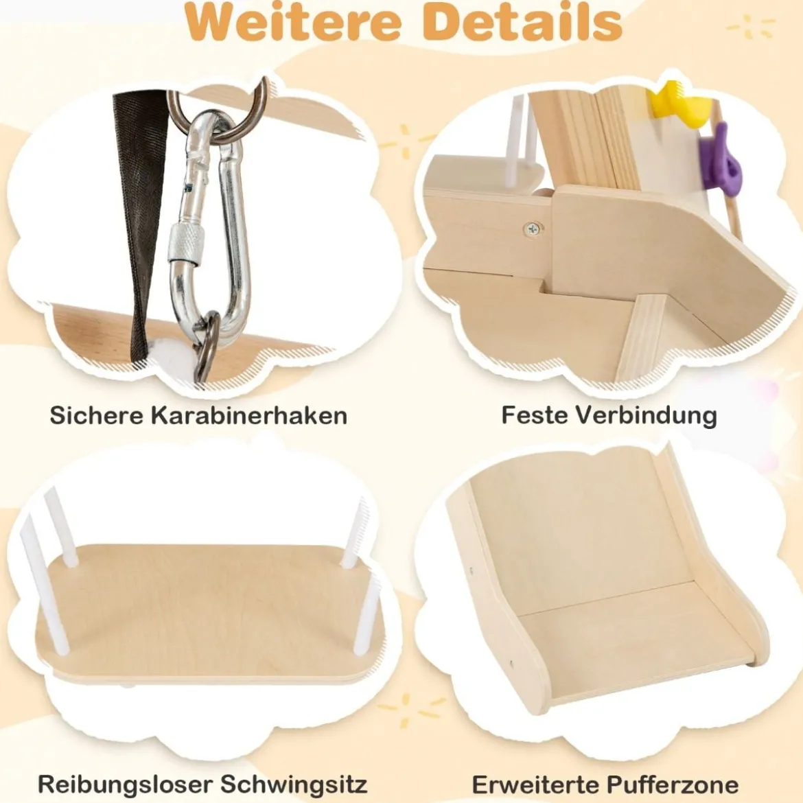 8-in-1 Dschungel-Gymnastikset hölzerne Montessori-Kletterspielzeuge mit Kletterstangen Mehrfarbig/Natur