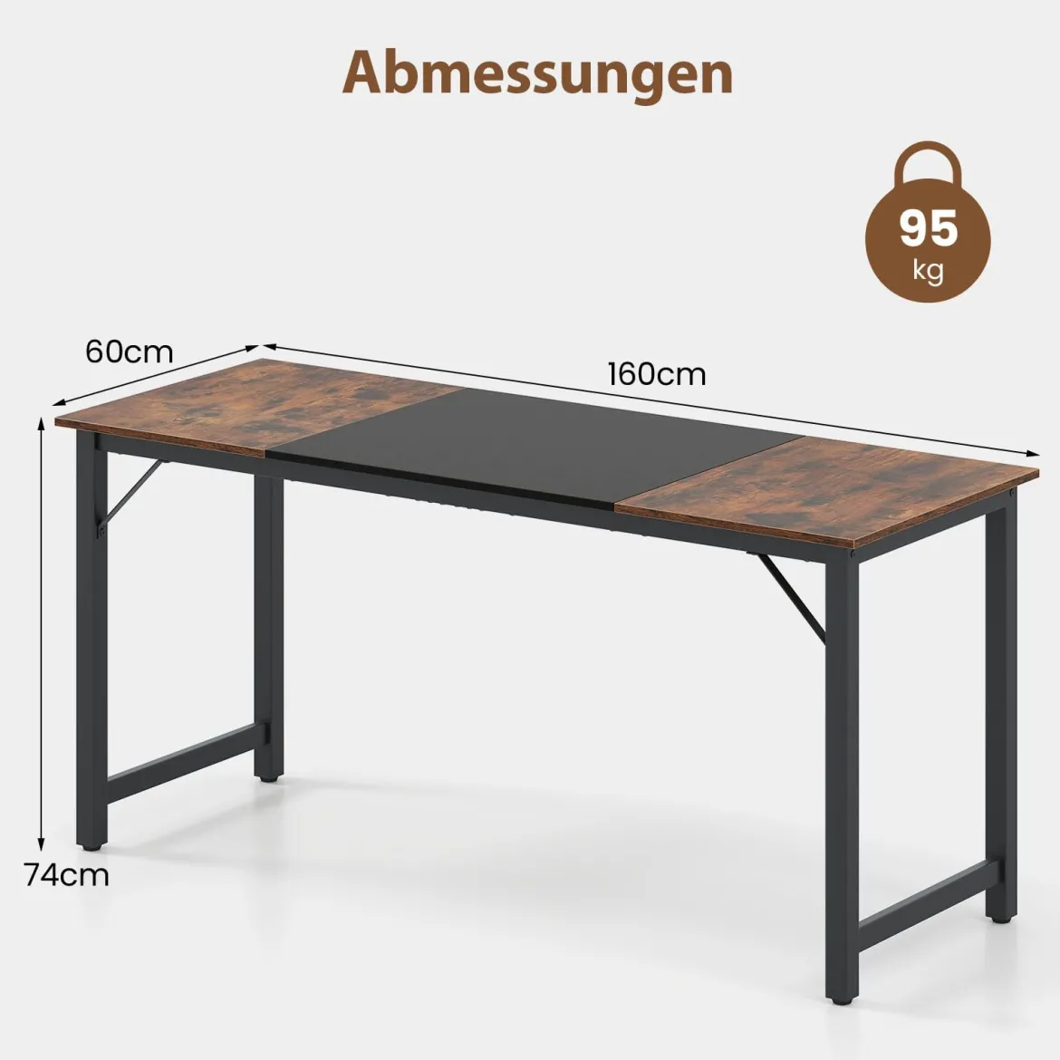 Industrieller Konferenztisch mit Metallrahmen Rechteckiger Computertisch Arbeitstisch