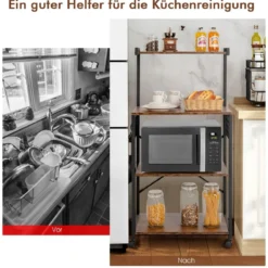 Industrielles Küchenregal 4-Stufiges Lagerregal 60 x 42 x 122 cm Braun
