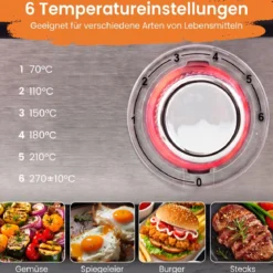 3-in-1 Elektrischer Tischgrill 2000W Elektrogrill mit 2 Separaten Heizzonen 6 Temperatureinstellungen