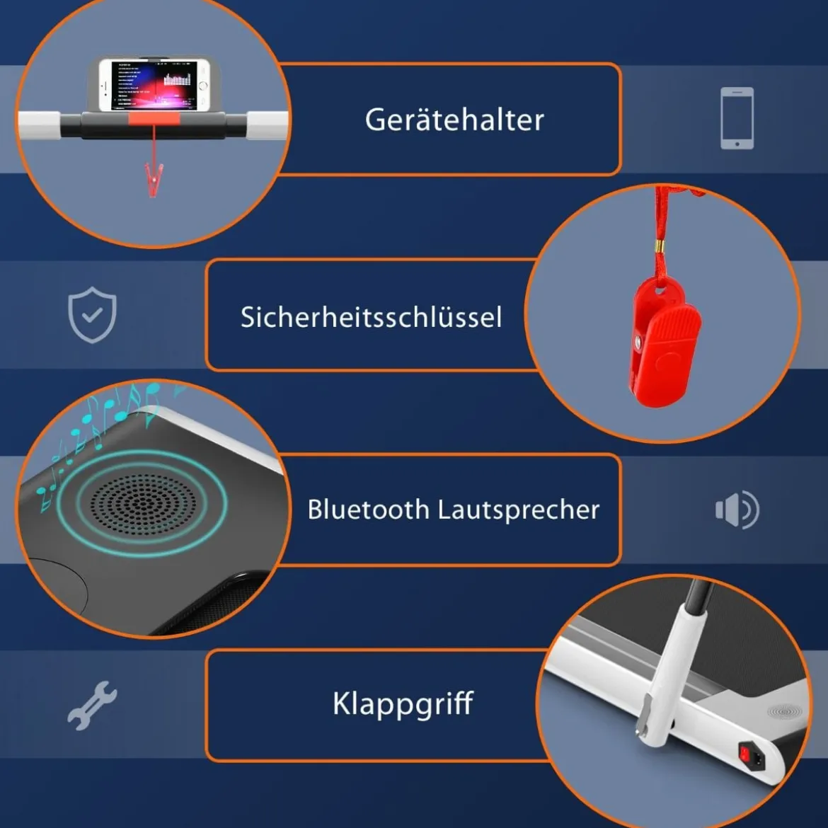 2-in-1 Faltbares Laufband mit APP & Fernbedienung Handyhalter LED-Display und Lautsprecher Weiß