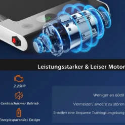 2-in-1 Faltbares Laufband mit APP & Fernbedienung Handyhalter LED-Display und Lautsprecher Weiß