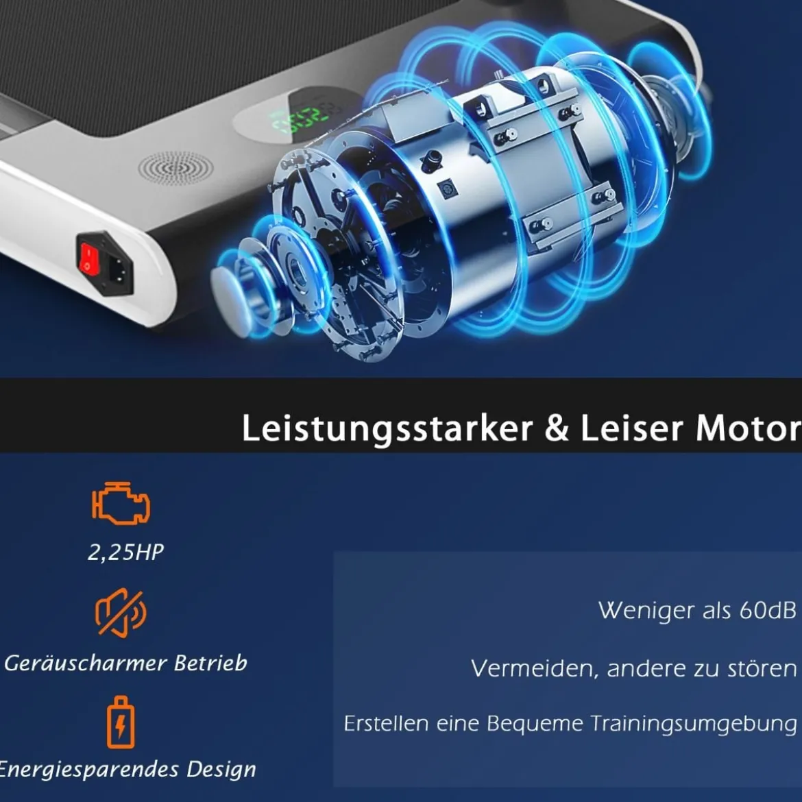 2-in-1 Faltbares Laufband mit APP & Fernbedienung Handyhalter LED-Display und Lautsprecher Weiß