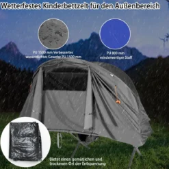 4 in 1 faltbares Outdoorzelt für 1 Person mit Abdeckung und Matratze 200 x 87 x 154 cm Grau