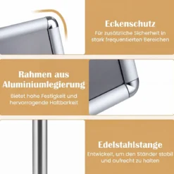 Infoständer A4 81–131 cm Höhenverstellbarer Menükartenhalter Drehbar Plakatständer mit Sockel