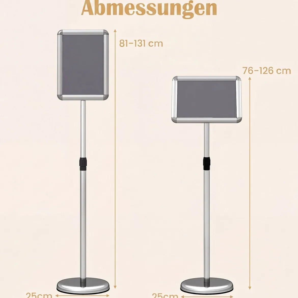 Infoständer A4 81–131 cm Höhenverstellbarer Menükartenhalter Drehbar Plakatständer mit Sockel