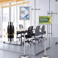 Infoständer A4 81–131 cm Höhenverstellbarer Menükartenhalter Drehbar Plakatständer mit Sockel