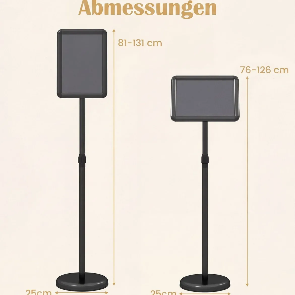 Infoständer A4 81–131 cm Höhenverstellbarer Menükartenhalter Drehbar Plakatständer mit Sockel