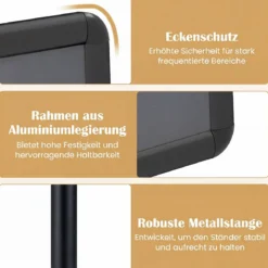 Infoständer A4 81–131 cm Höhenverstellbarer Menükartenhalter Drehbar Plakatständer mit Sockel