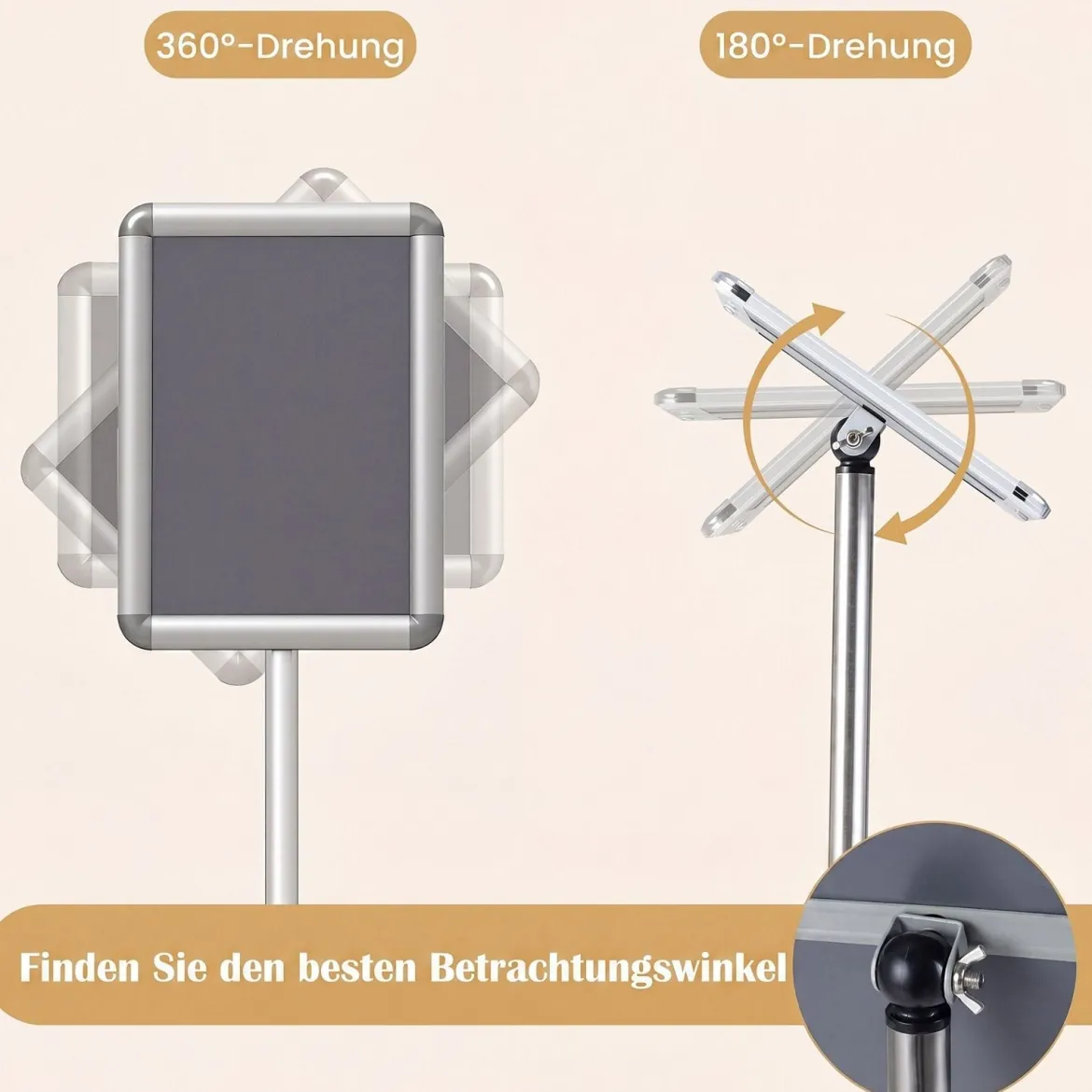Infoständer A4 81–131 cm Höhenverstellbarer Menükartenhalter Drehbar Plakatständer mit Sockel