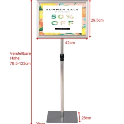 Infoständer A3 2er Set Informationsständer höhenverstellbar Plakatständer Kundenstopper Silber