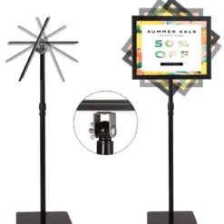 Infoständer A3 Höhenverstellbarer Abnehmbarer Plakatständer Plakat Silber/ Schwarz 42 x 29,5 cm