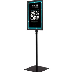Infoständer A3 Höhenverstellbarer Abnehmbarer Plakatständer Plakat Silber/ Schwarz 42 x 29,5 cm