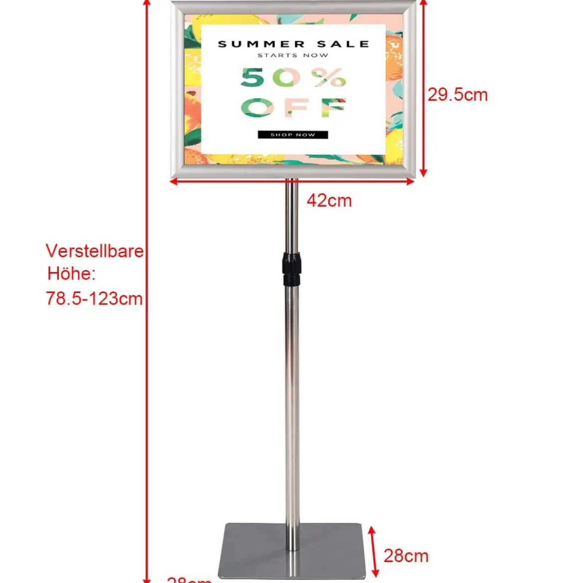 Infoständer A3 Höhenverstellbarer Abnehmbarer Plakatständer Plakat Silber/ Schwarz 42 x 29,5 cm