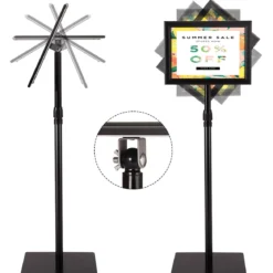 Infoständer DIN A4 Höhenverstellbarer Abnehmbarer Plakatständer Plakat Silber/Schwarz 33 x 24 cm