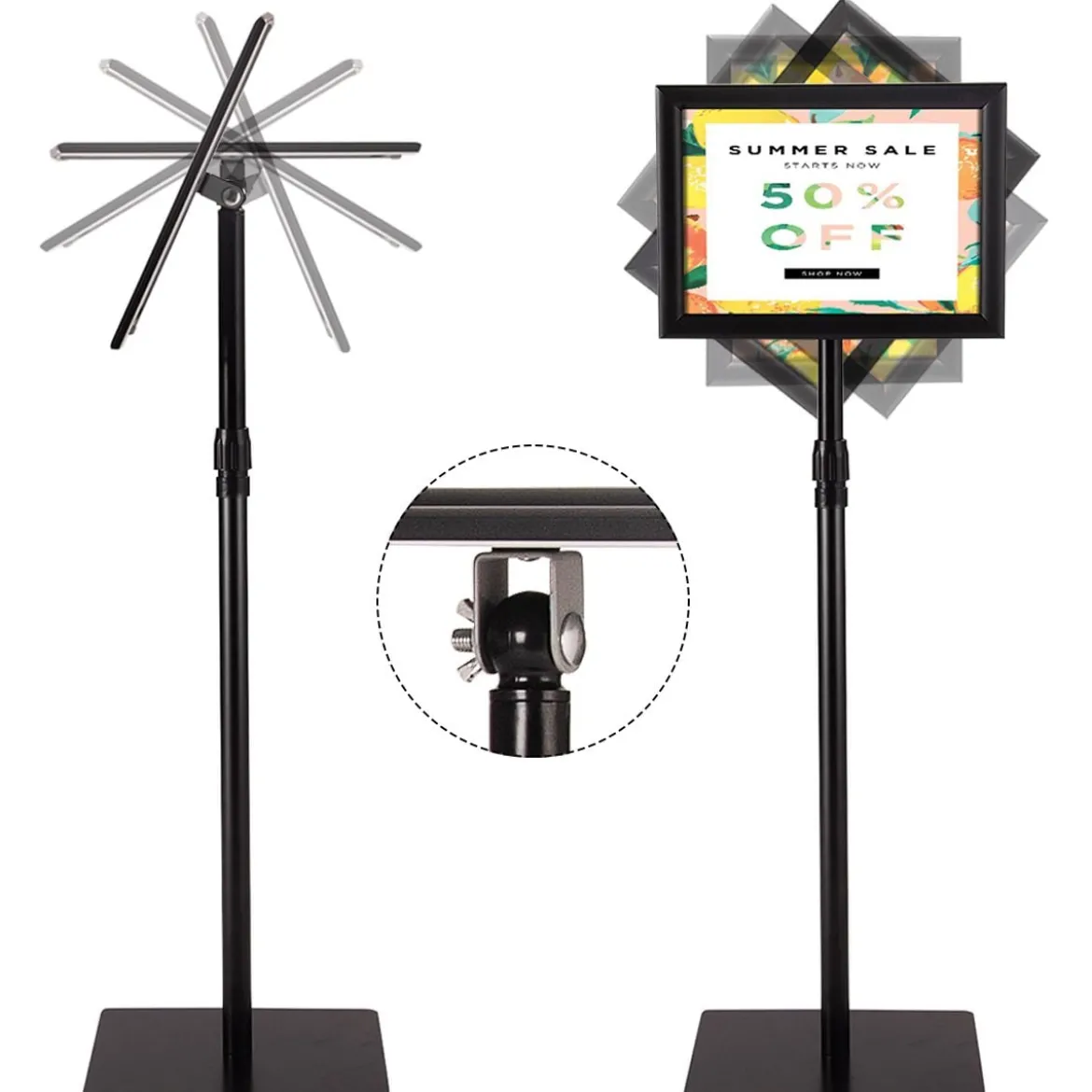 Infoständer DIN A4 Höhenverstellbarer Abnehmbarer Plakatständer Plakat Silber/Schwarz 33 x 24 cm