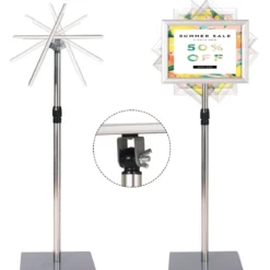 Infoständer DIN A4 Höhenverstellbarer Abnehmbarer Plakatständer Plakat Silber/Schwarz 33 x 24 cm