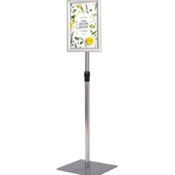 Infoständer DIN A4 Höhenverstellbarer Abnehmbarer Plakatständer Plakat Silber/Schwarz 33 x 24 cm