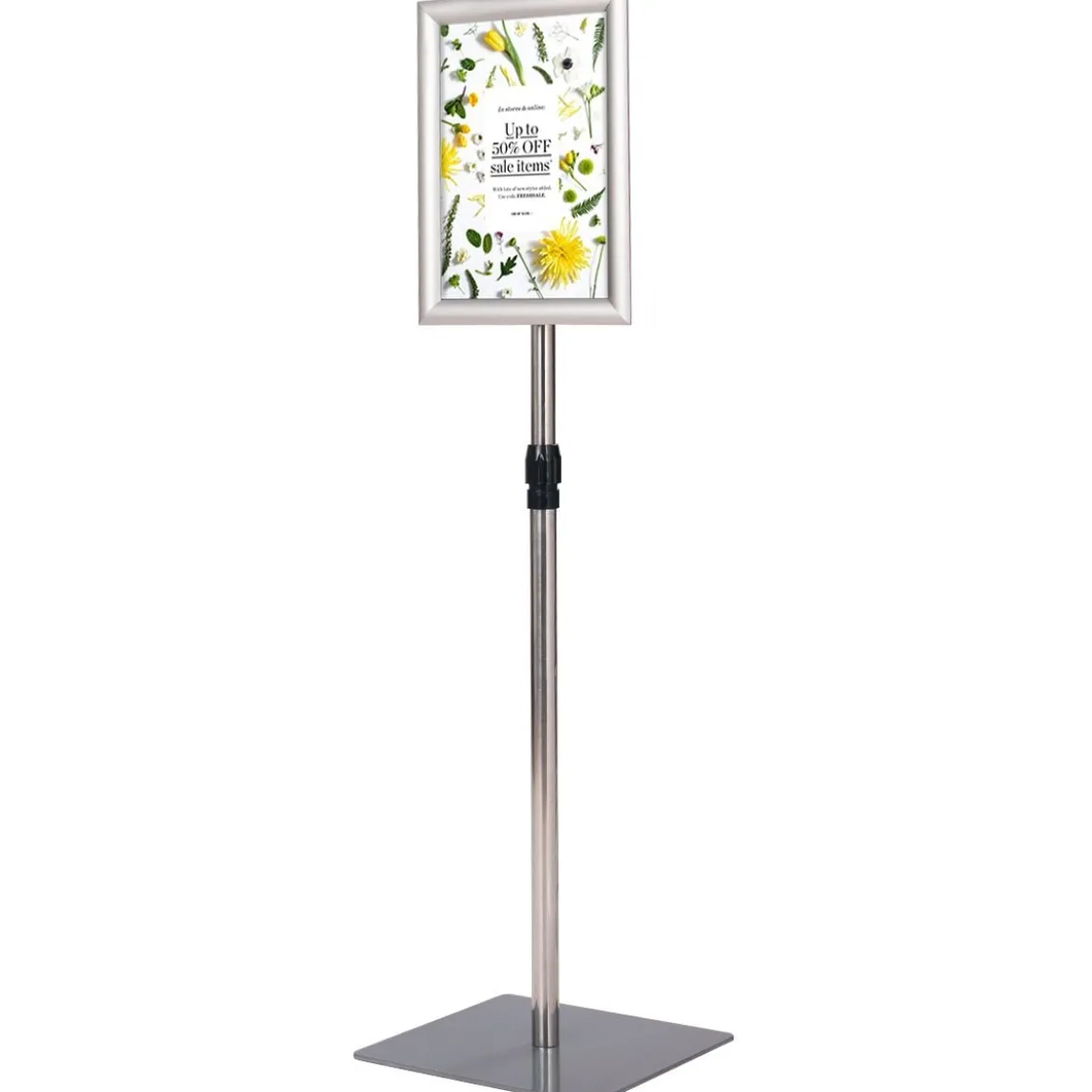 Infoständer DIN A4 Höhenverstellbarer Abnehmbarer Plakatständer Plakat Silber/Schwarz 33 x 24 cm