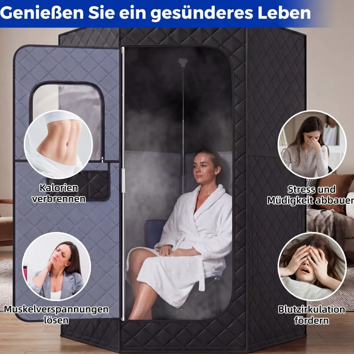 Infrarotsauna Klappbar Saunazelt mit Carbonfaser-Heizung Heimsauna mit Fernbedienung