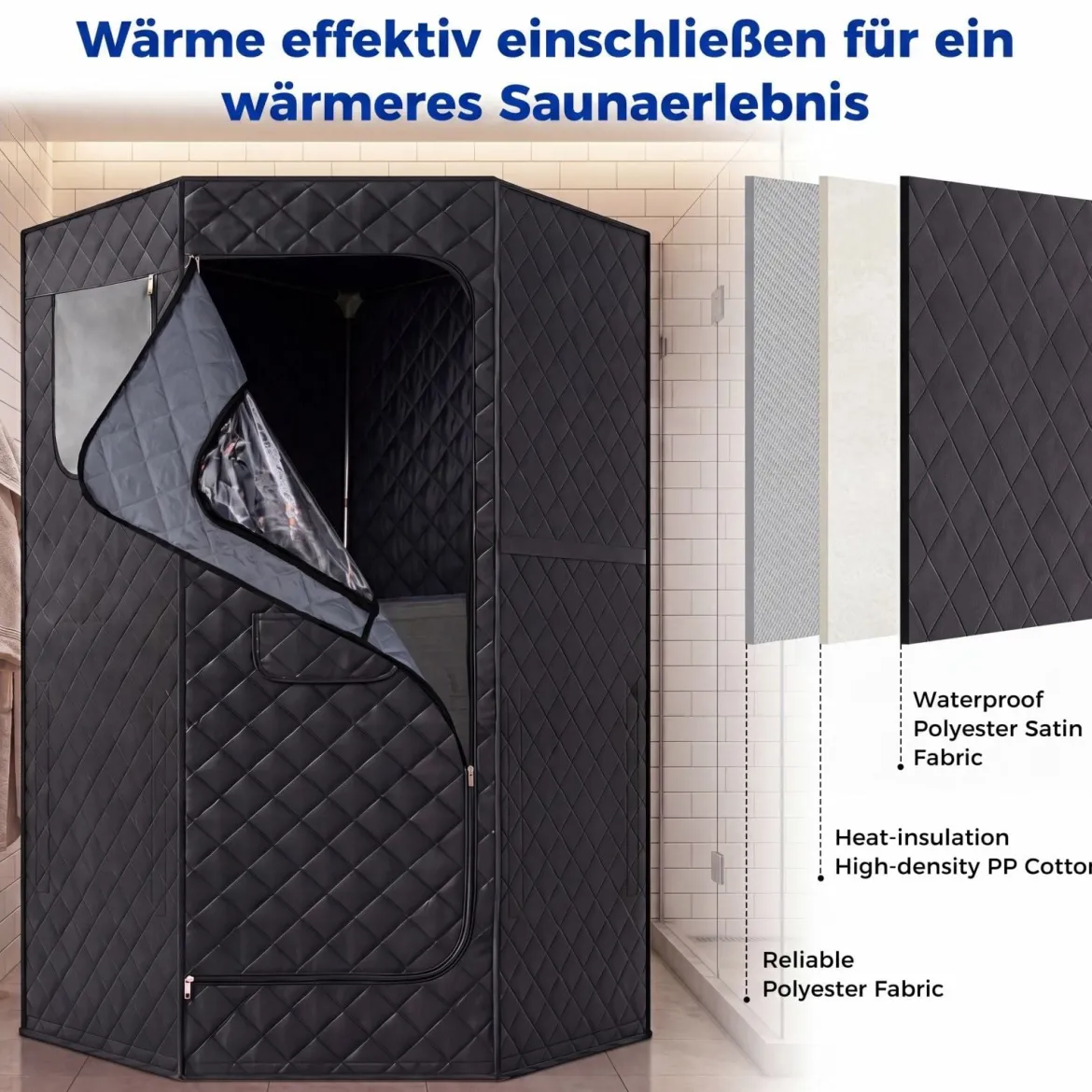 Infrarotsauna Klappbar Saunazelt mit Carbonfaser-Heizung Heimsauna mit Fernbedienung
