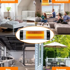 Infrarot-Wandheizung elektrische Terrassenheizung mit Fernbedienung 61 x 18,5 x 9 cm