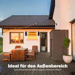 Infrarot-Wandheizung elektrische Terrassenheizung mit Fernbedienung 61 x 18,5 x 9 cm