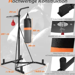 2 in 1 Freistehender Boxsackständer mit Boxsack & Höhenverstellbarem Speedball Boxsackhalterung