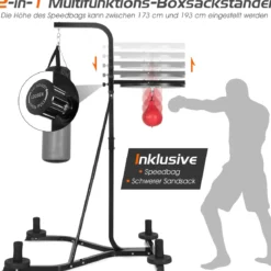 2 in 1 Freistehender Boxsackständer mit Boxsack & Höhenverstellbarem Speedball Boxsackhalterung