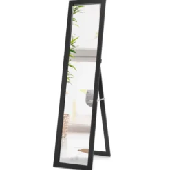 2 in 1 Ganzkörper-Spiegel Ganzkörperspiegel mit Holzrahmen 37 x 155 cm schwarz