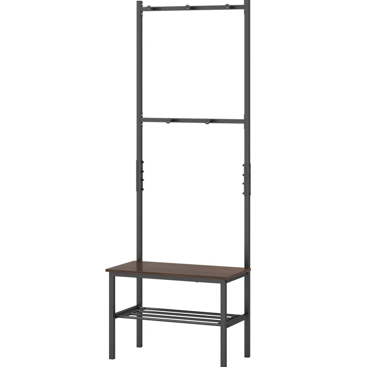 3-in-1 Garderobenständer mit Haken Schuhbank und Regal 60 × 30 × 166 cm Rustikalbraun