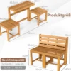 2 in 1 Gartenbank aus Akazienholz Gartentisch mit Sitzbank 2-Sitzer Holzbank Sitzgruppe für Terrasse