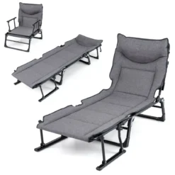 3 in 1 Gartenliege mit Kopfstütze & Verstellbarer Rückenlehne Klappbare Sonnenliege 180 x 66,5 x 38 cm