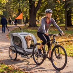 2 in 1 Hunde Fahrradanhänger mit Dachöffnung Hundebuggy bis 80 kg Universal-Fahrradkupplung