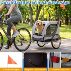 2 in 1 Hunde Fahrradanhänger mit Dachöffnung Hundebuggy bis 80 kg Universal-Fahrradkupplung