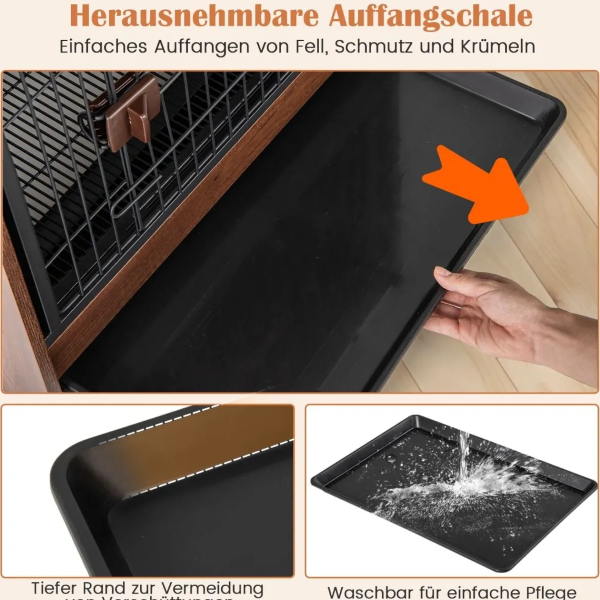 2 in 1 Hundekäfig Nachttish mit Abschließbarer Tür & Abnehmbarem Tablett Tierkäfig Hundebox