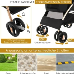 3 in 1 Hundewagen Hundebuggy klappbar bis 15 kg Haustierwagen mit Netzfenstern Schwarz