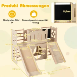 8-in-1 Indoor Spielplatz Holz mit Rutsche & Kletterleiter & Kletterrampe Kinder Rutsche mit Klettergerüst